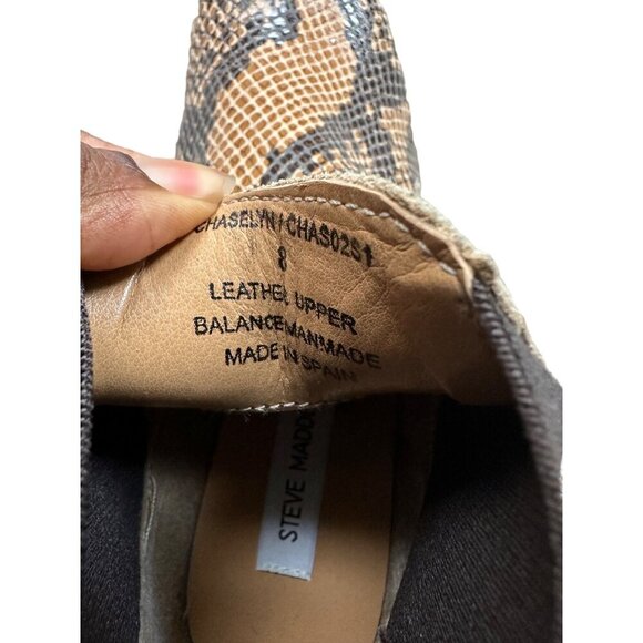 Steve Madden Snake-Print Leather Chelsea Boots Size 8 Elastic Side Panels - Picture 6 of 11